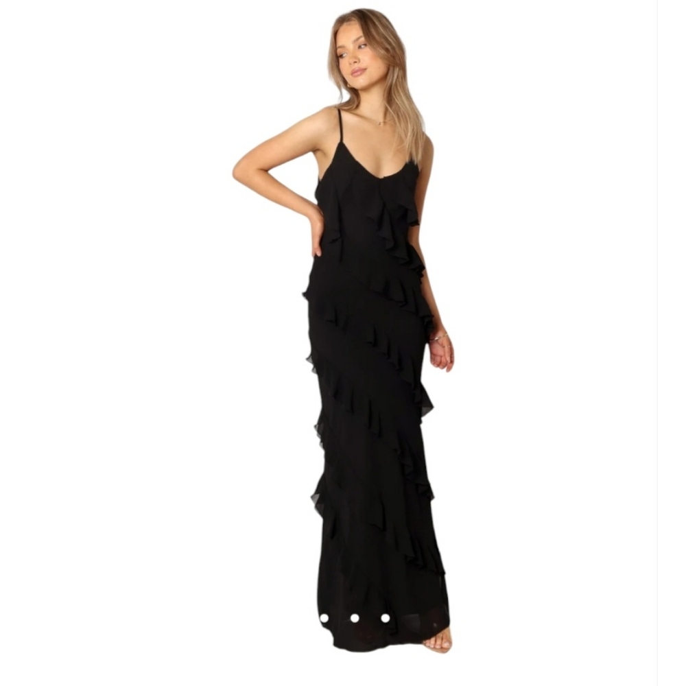 Petals and pup Ciao Ruffles Maxi Dress - Black